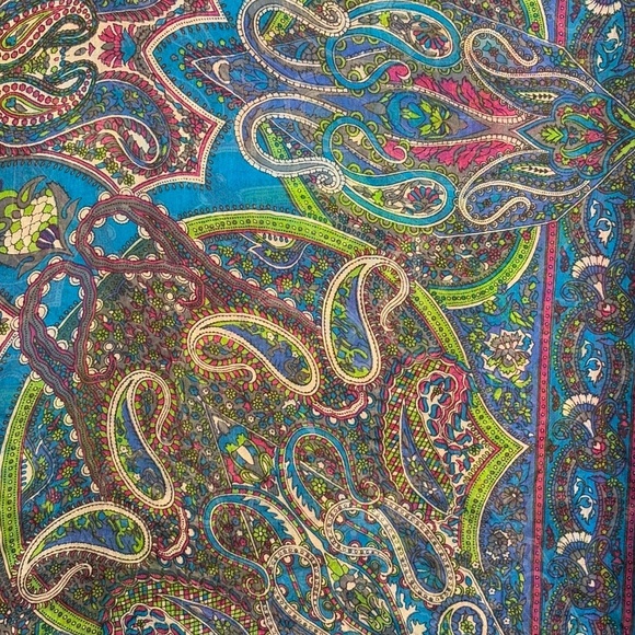 Solitaire Women 100% Silk Scarf Square 38" Bohemian Paisley Gypsy Festival Arts - Picture 4 of 9